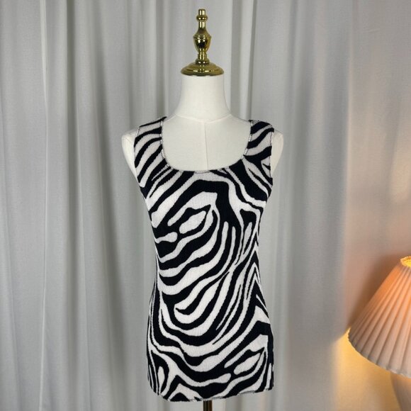 Frank Lyman Zebra Print Scrunched Tank Medium - Picture 1 of 5